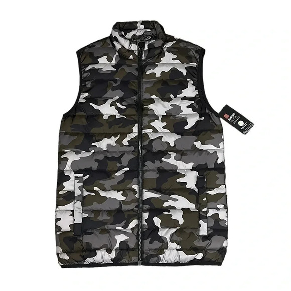 Swiss Tech Gray Camo Puffer Vest Men’s NWT - Picture 1 of 7